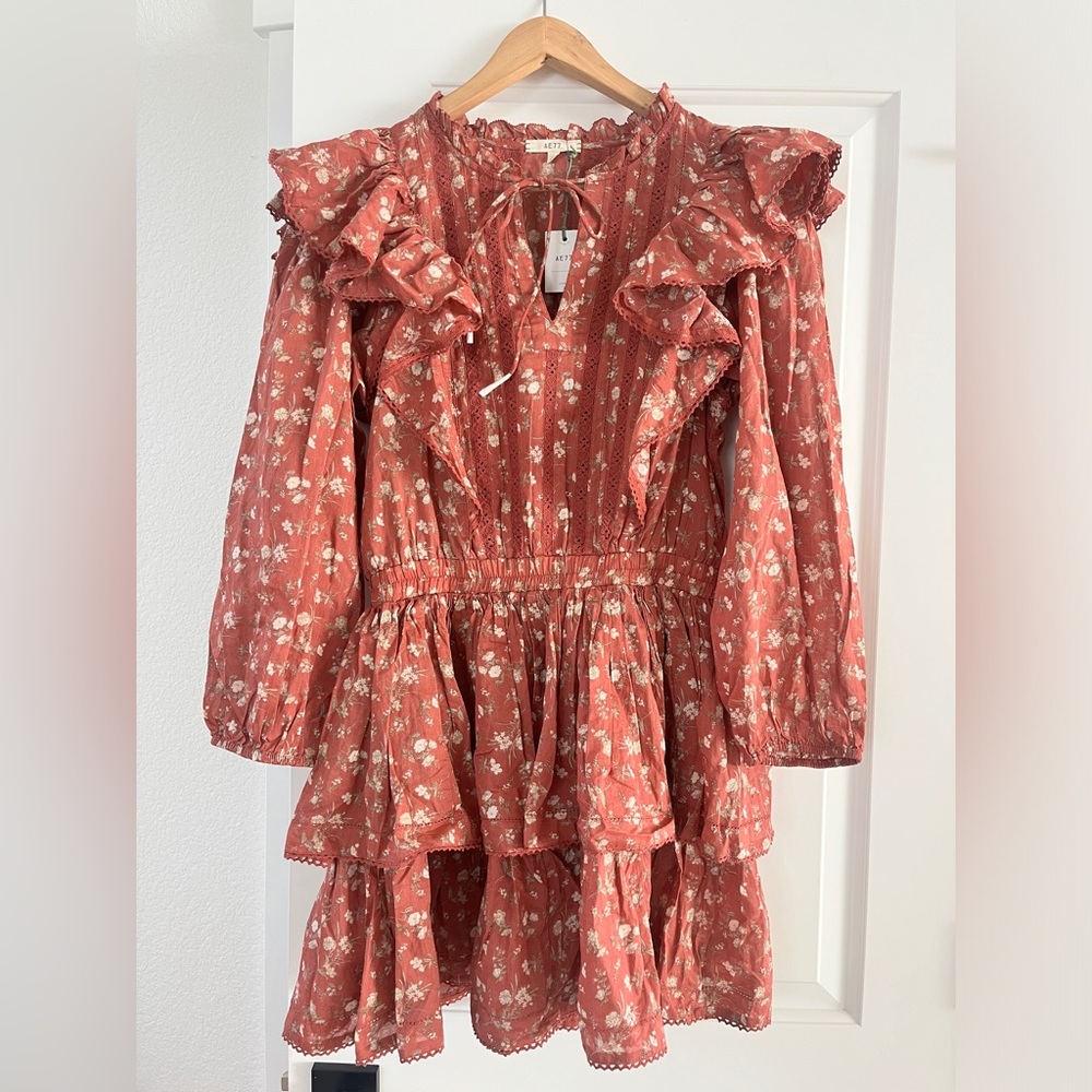 NWT American Eagle AE77 Premium Collection Long Sleeve Floral Dress
